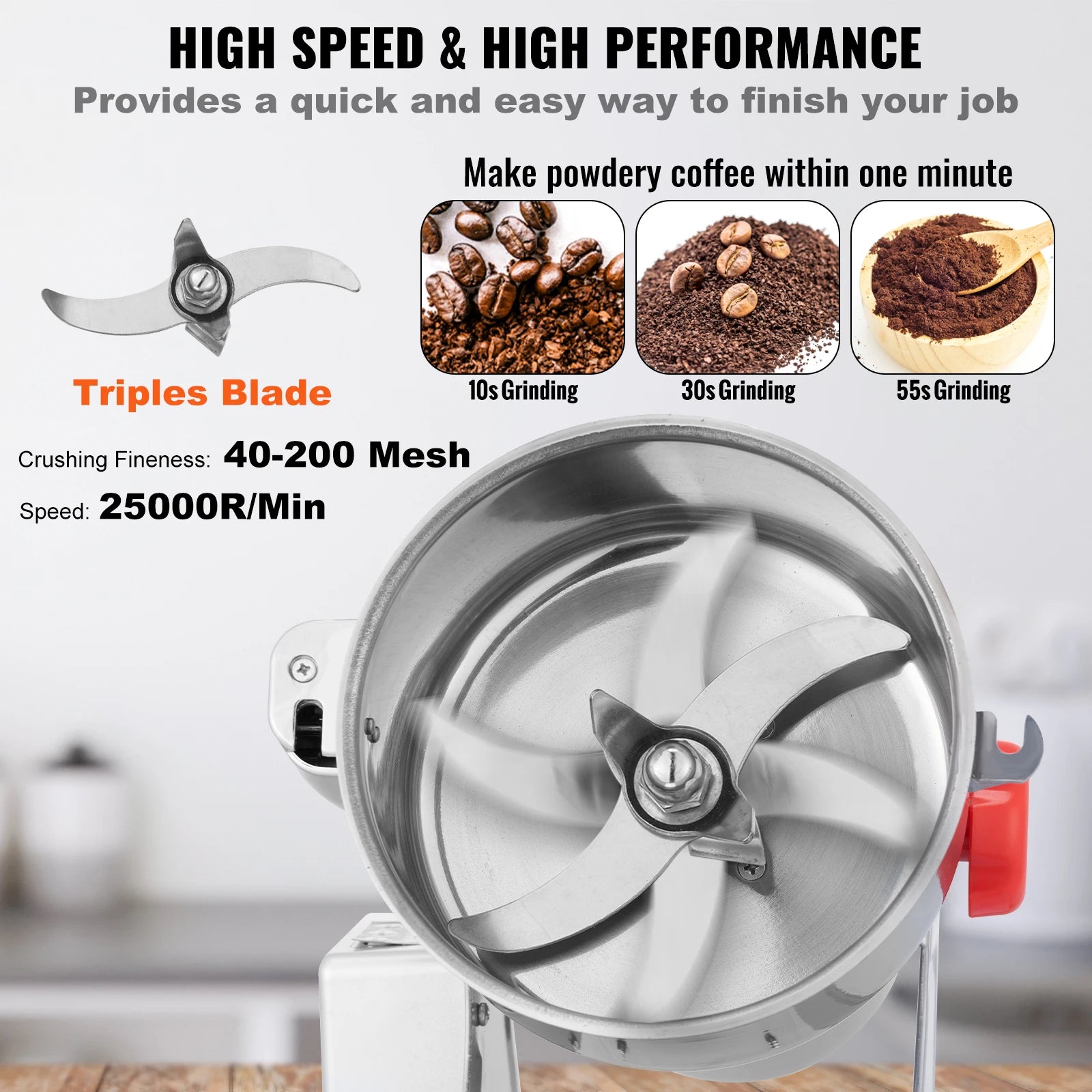 SucceBuy 150-2500g Electric Grain Mill Grinder